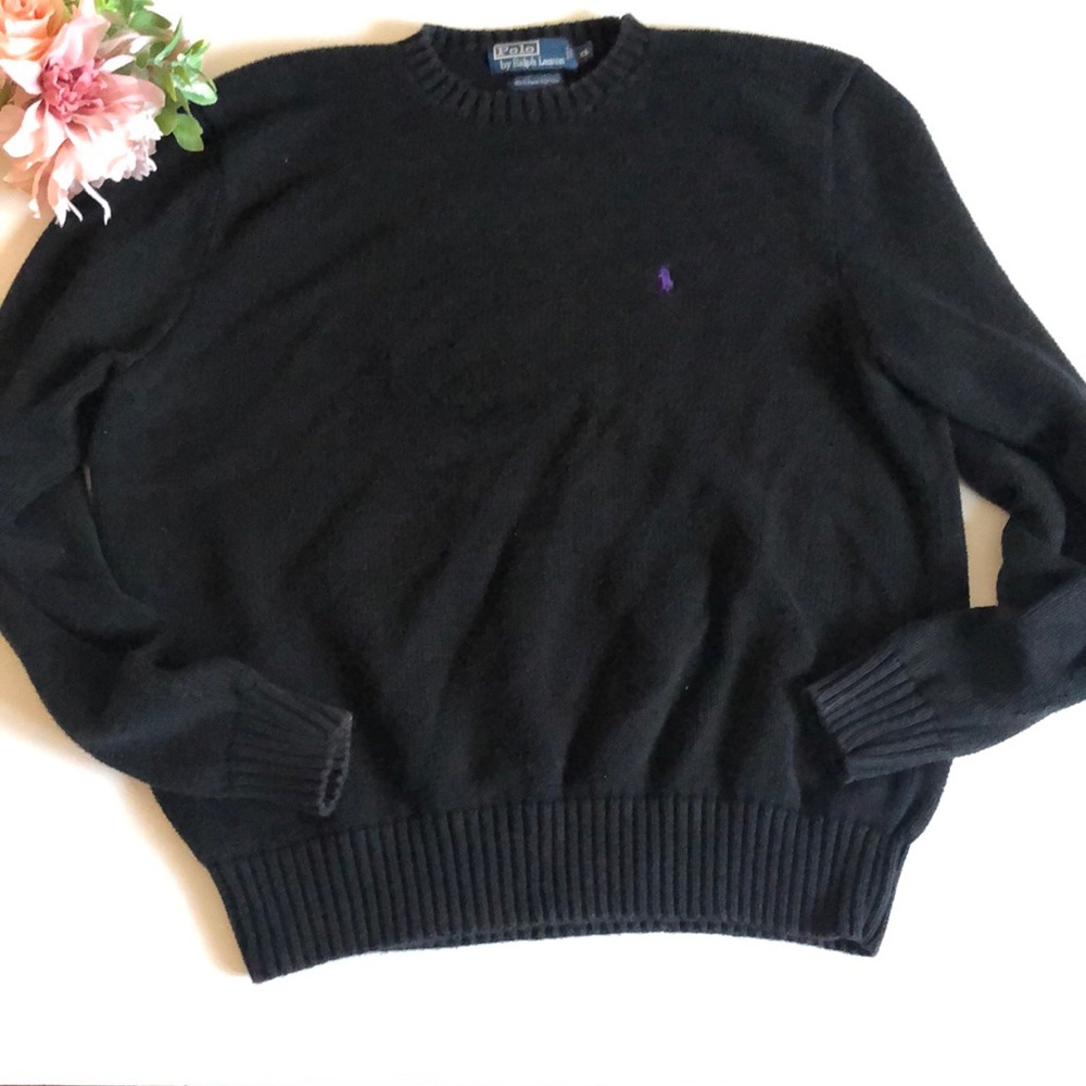 Polo Ralph Lauren Black Crewneck Sweater XL Ralph Lauren Cotton Basic Sweater